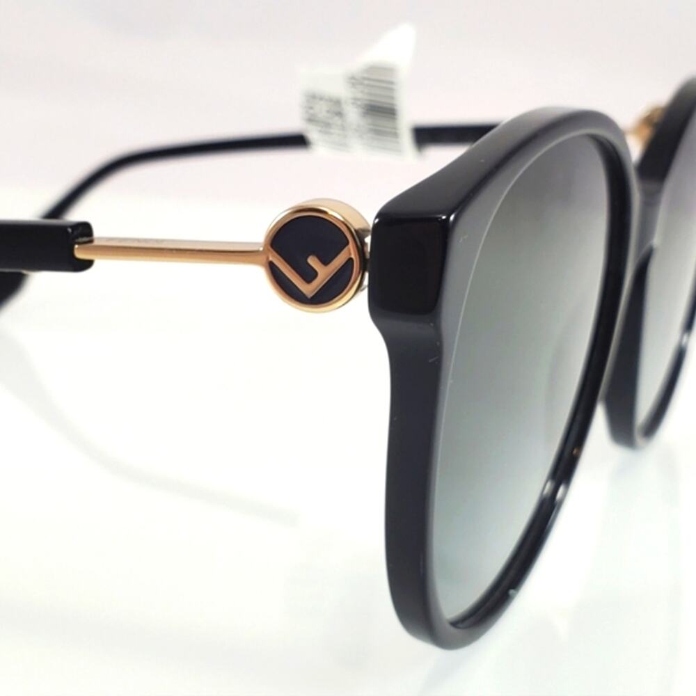 NWT$325 FENDI FF Black Grey Shaded Round 0412/S 203274 (807 9O) 58mm Sunglasses
